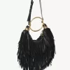 Bolso Hobo pequeño tipo pulsera en piel con flecos