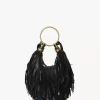 Bolso Hobo pequeño tipo pulsera en piel con flecos