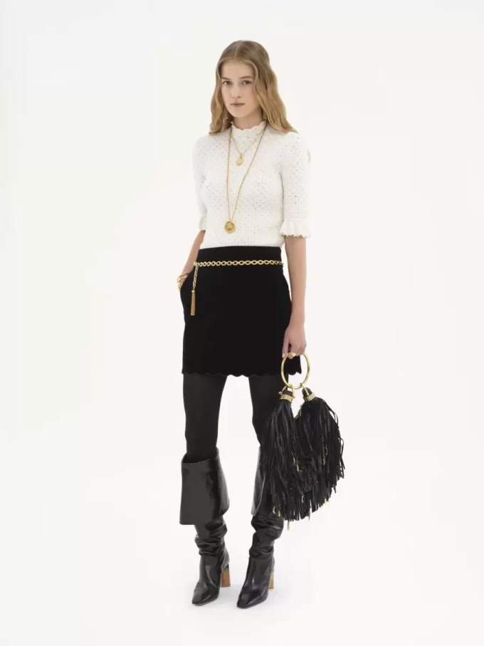 Bolso Hobo pequeño tipo pulsera en piel con flecos