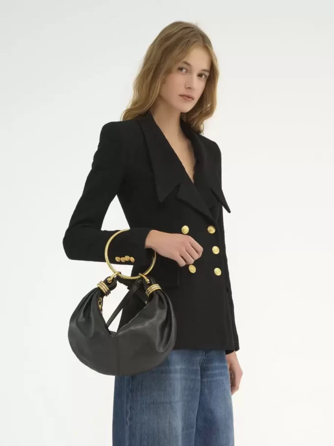 Bolso Hobo pequeño tipo pulsera en piel granulada