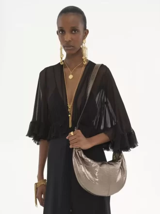 Bolso Hobo pequeño tipo pulsera en piel metalizada