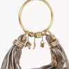 Bolso Hobo pequeño tipo pulsera en piel metalizada