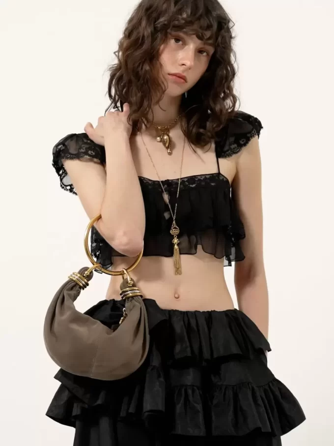 Bolso Mini Pulsera Hobo en piel serraje