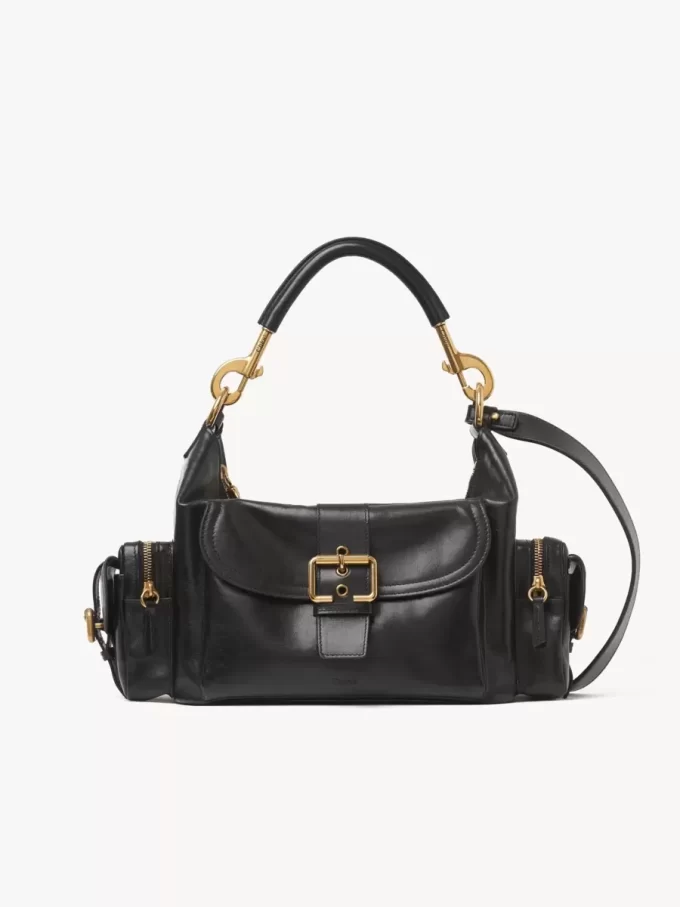 Bolso para cámara en piel brillante