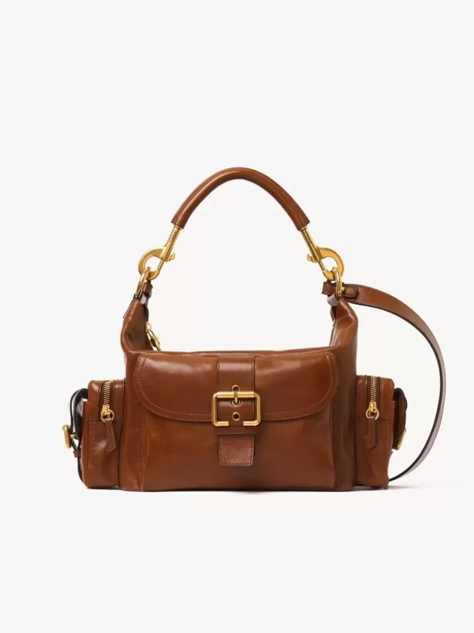 Bolso para cámara en piel brillante