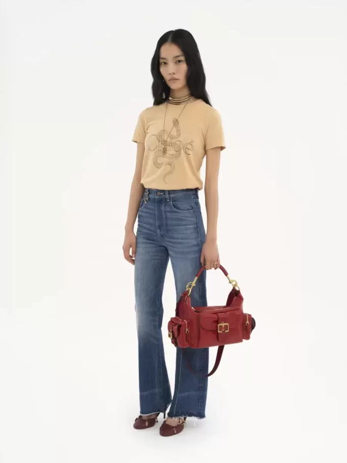 Bolso para cámara en piel brillante