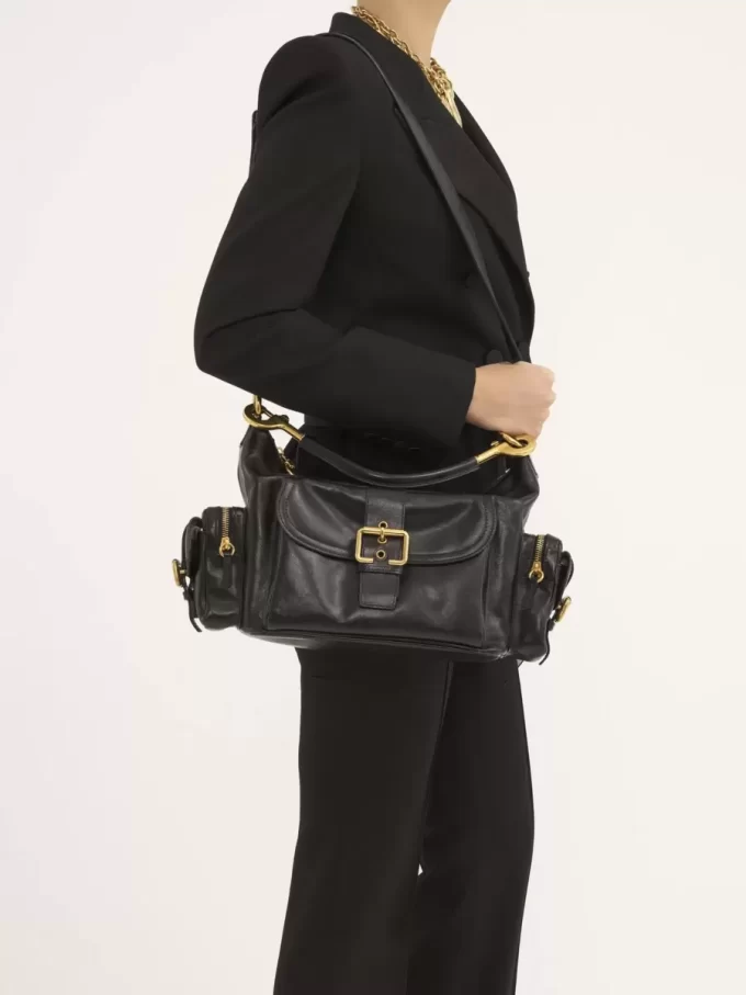 Bolso para cámara en piel brillante