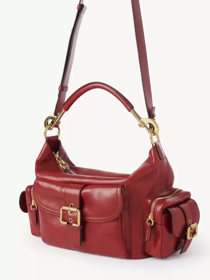 Bolso para cámara en piel brillante