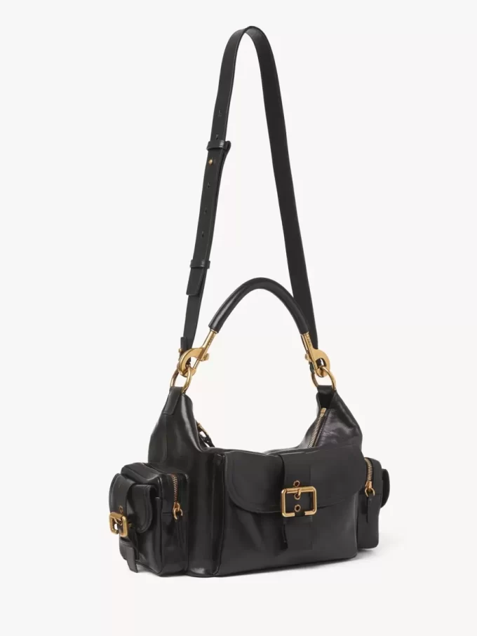 Bolso para cámara en piel brillante