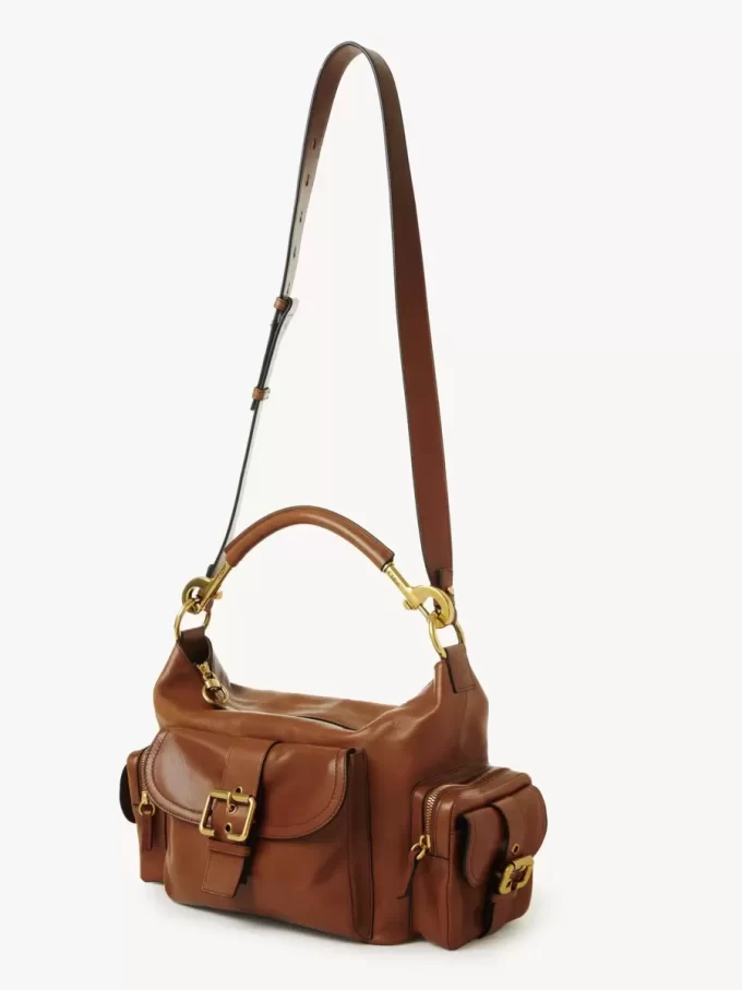 Bolso para cámara en piel brillante