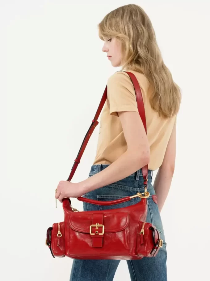 Bolso para cámara en piel brillante