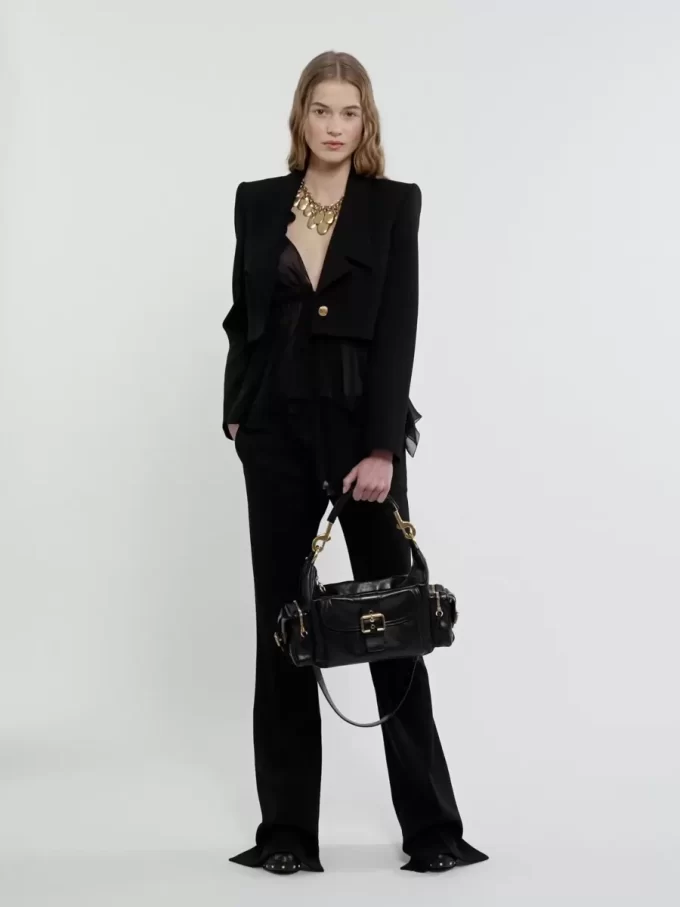 Bolso para cámara en piel brillante