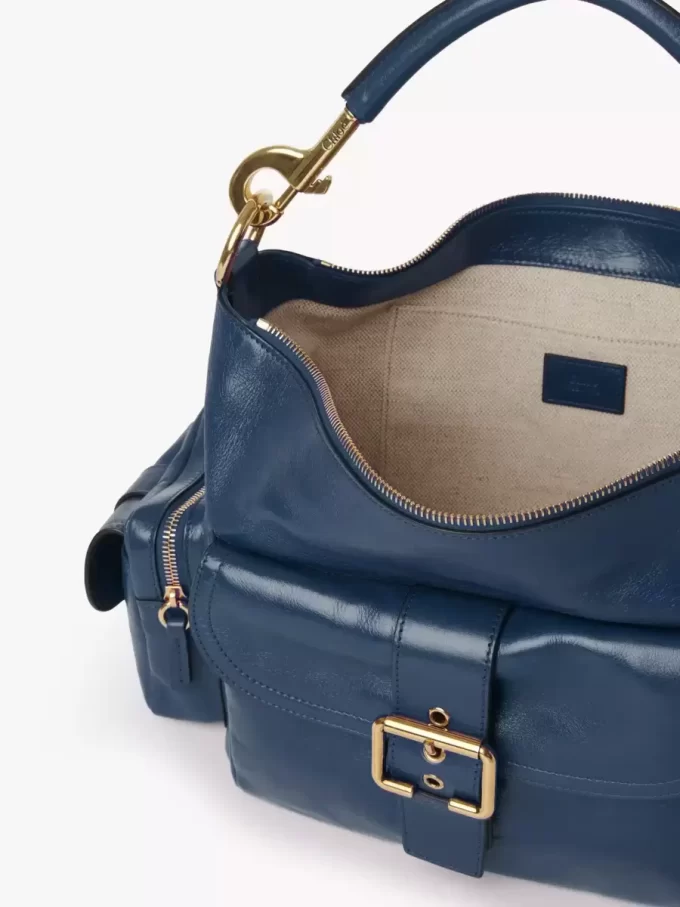 Bolso para cámara en piel brillante