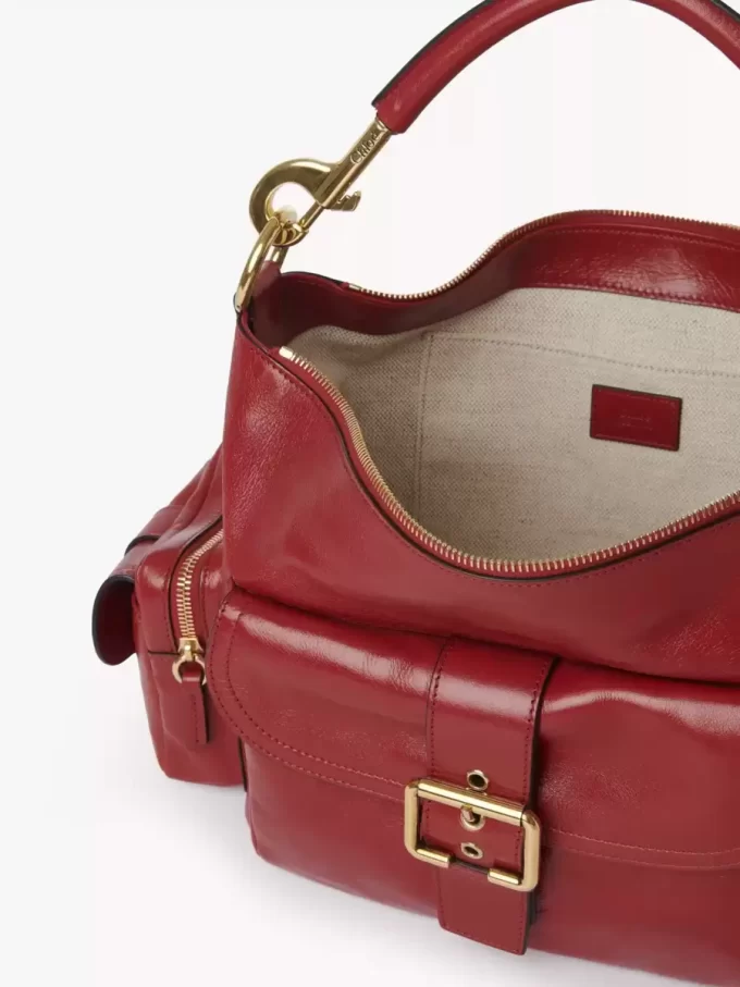 Bolso para cámara en piel brillante