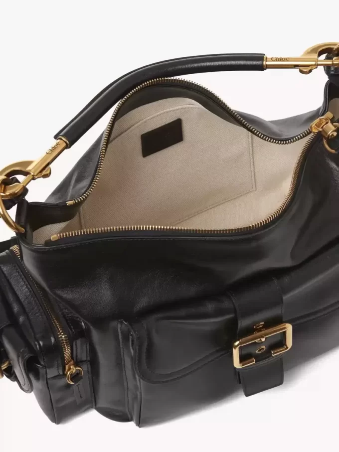 Bolso para cámara en piel brillante