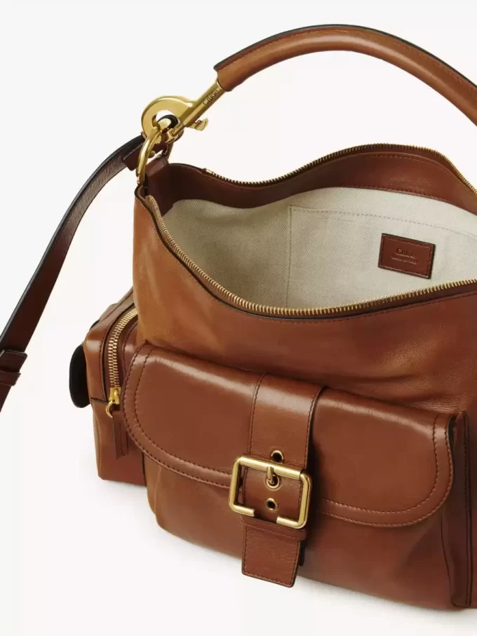 Bolso para cámara en piel brillante