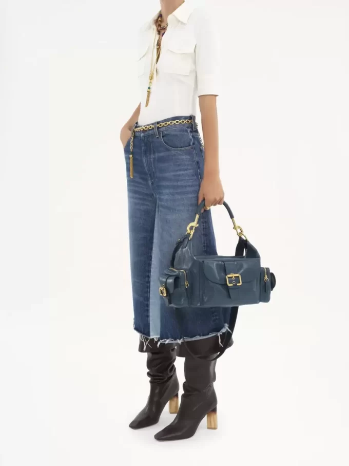 Bolso para cámara en piel brillante
