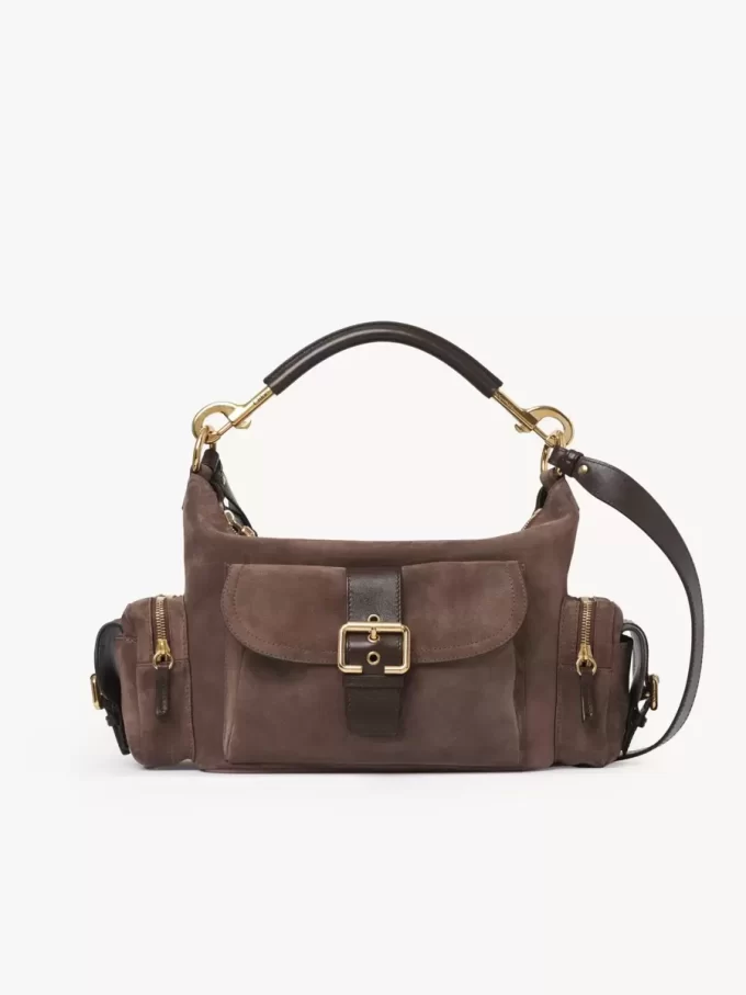 Bolso para cámara en piel de ante