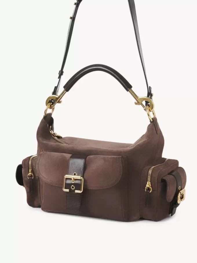 Bolso para cámara en piel de ante