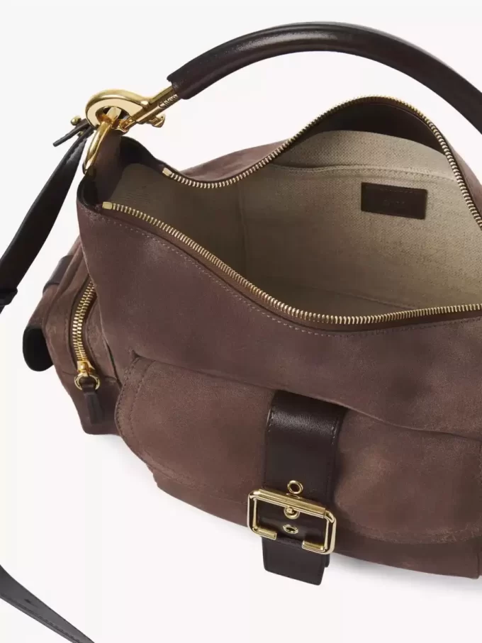 Bolso para cámara en piel de ante