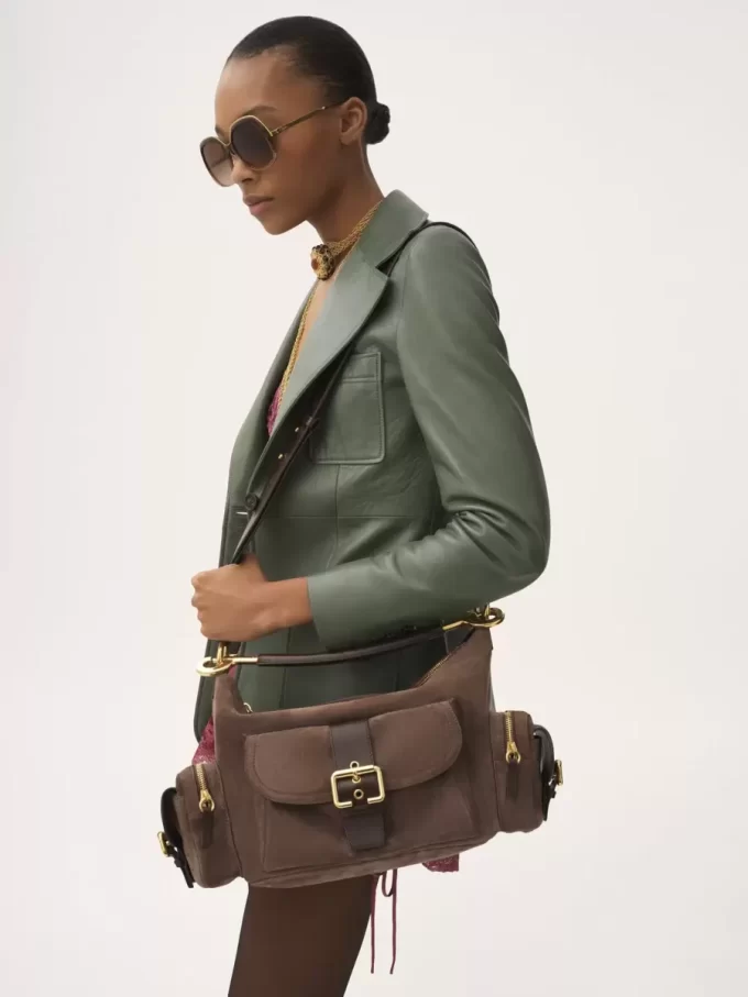 Bolso para cámara en piel de ante