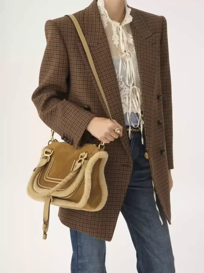 Bolso pequeño Marcie en ante y borrego