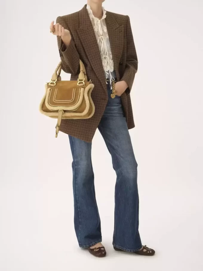 Bolso pequeño Marcie en ante y borrego