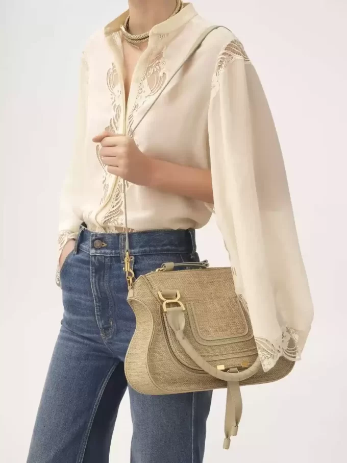Bolso pequeño Marcie en fibras efecto rafia