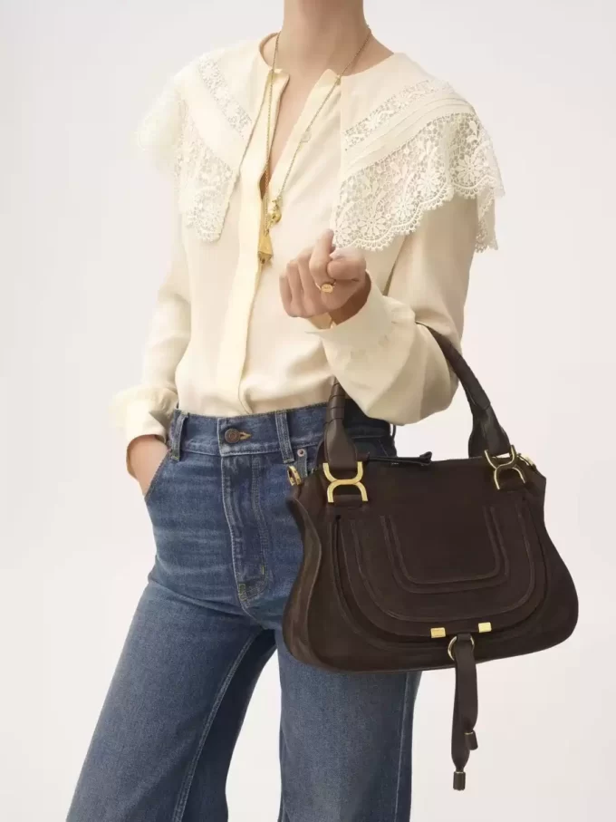 Bolso pequeño Marcie en piel de ante