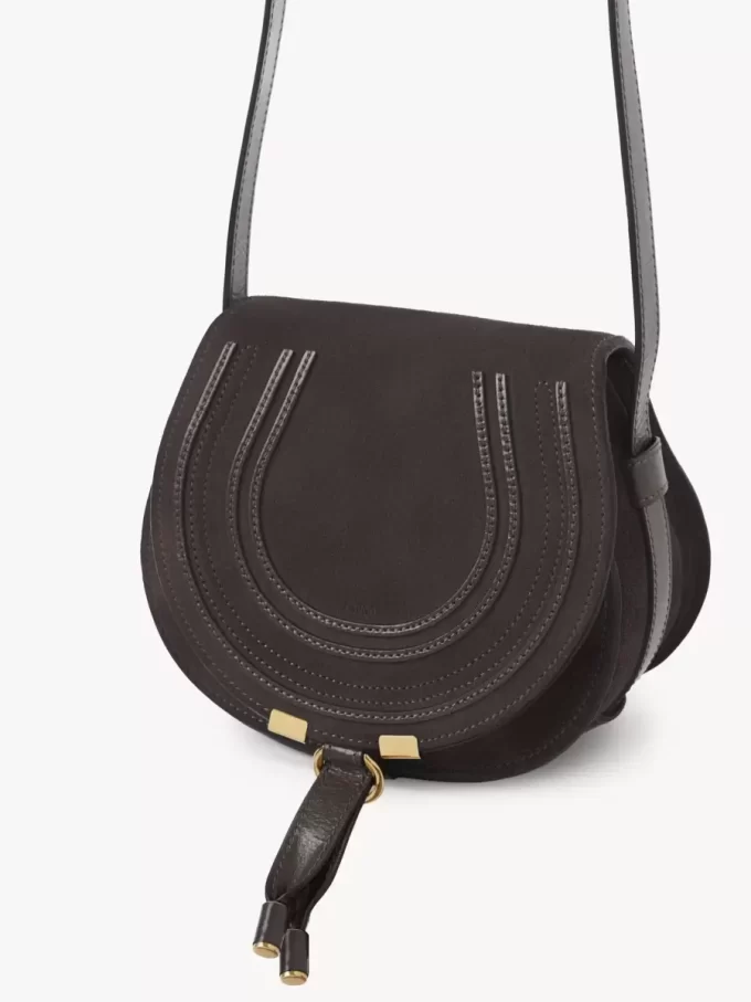 Bolso pequeño Marcie Saddle en piel de ante