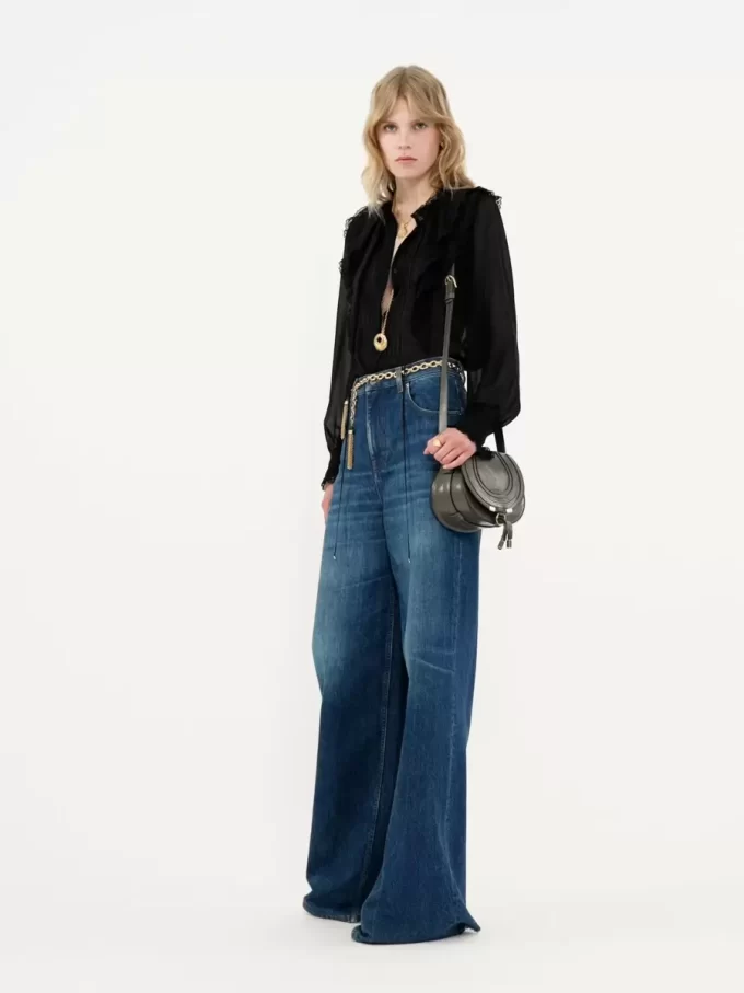 Bolso pequeño Marcie tipo sillín de piel brillante