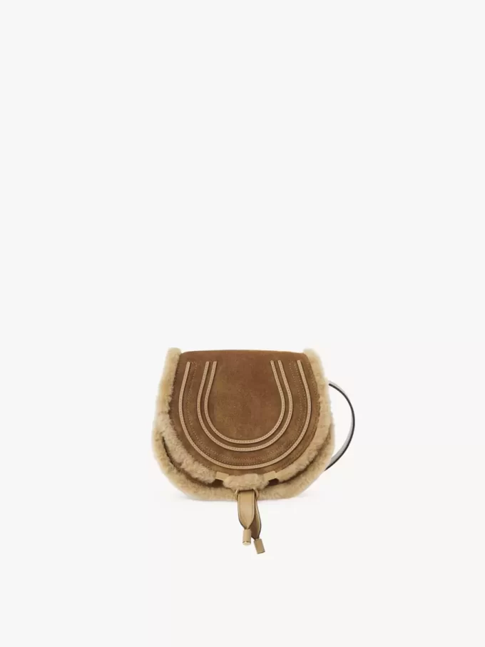 Bolso pequeño Marcie tipo sillín en ante y borrego