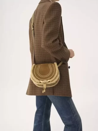 Bolso pequeño Marcie tipo sillín en ante y borrego