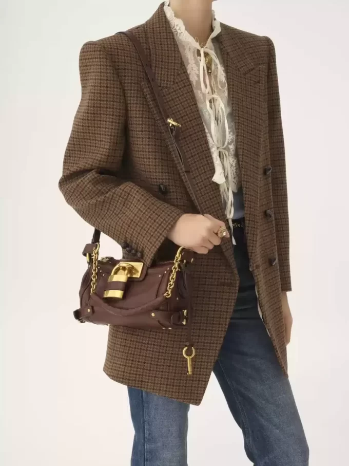 Bolso pequeño Paddington con cadena en piel granulada