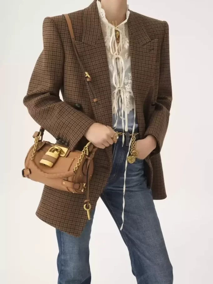 Bolso pequeño Paddington con cadena en piel granulada Bolso pequeño Paddington con cadena en piel granulada