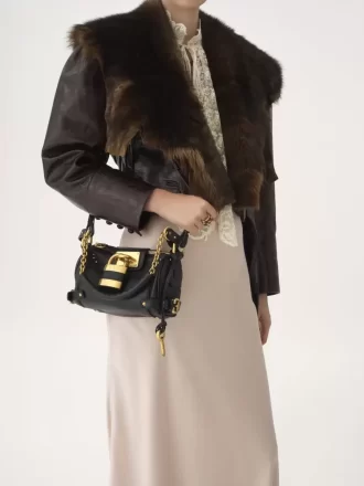 Bolso pequeño Paddington con cadena en piel granulada