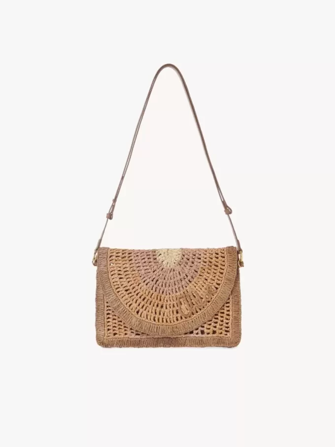 Bolso plano Summer Banana con asa en rafia Bolso plano Summer Banana con asa en rafia