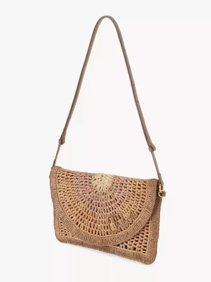 Bolso plano Summer Banana con asa en rafia Bolso plano Summer Banana con asa en rafia