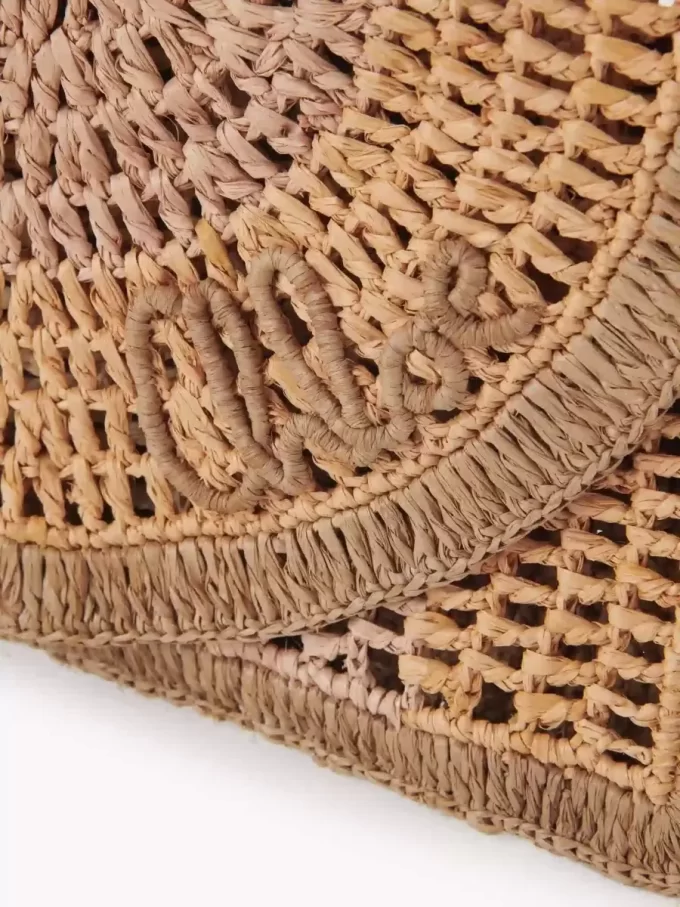 Bolso plano Summer Banana con asa en rafia Bolso plano Summer Banana con asa en rafia