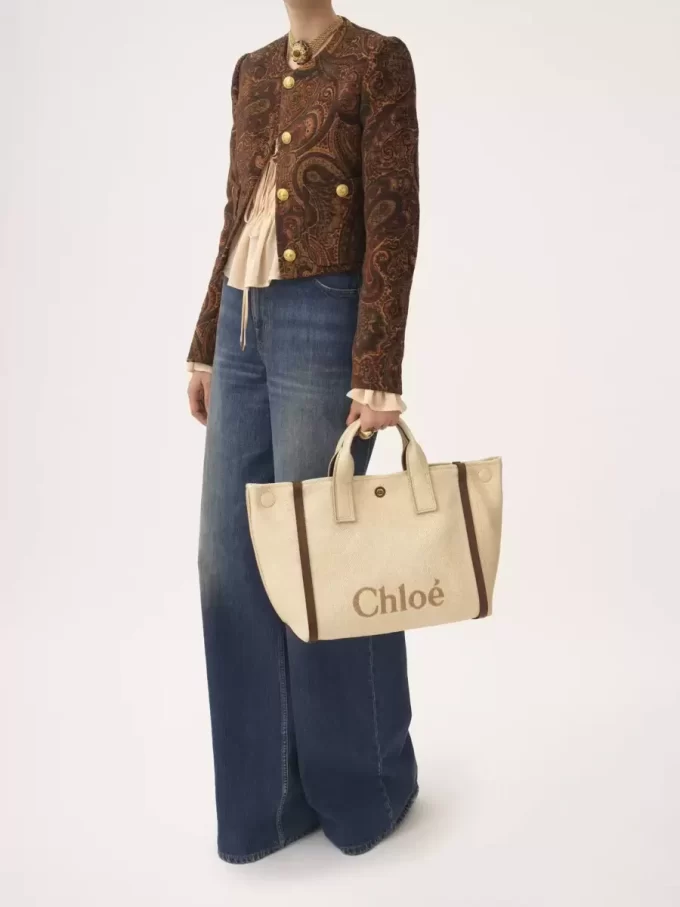 Bolso tote Chloé Carry en fibras efecto rafia