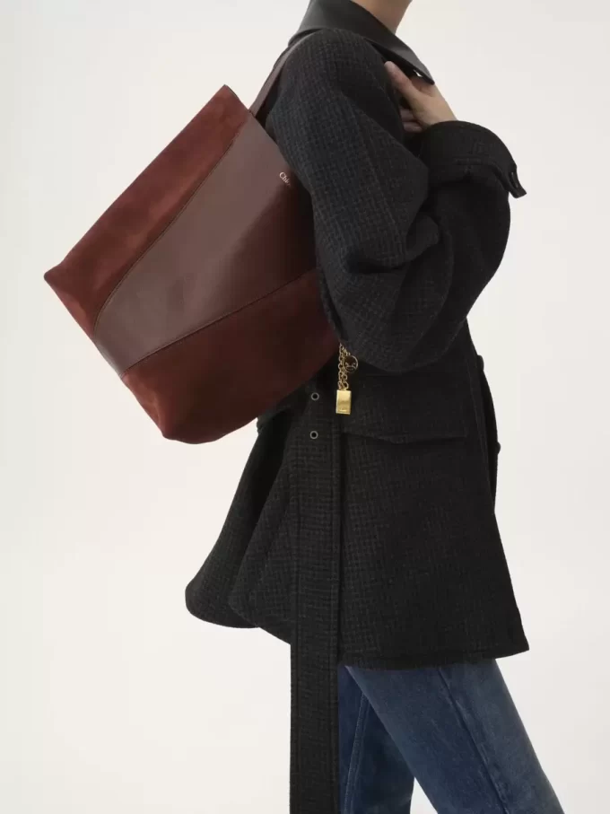 Bolso tote Chloé Spin en piel granulada y ante Bolso tote Chloé Spin en piel granulada y ante