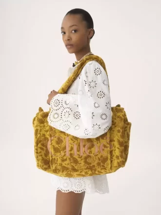 Bolso tote grande Chloé Plage en tejido de rizo jacquard