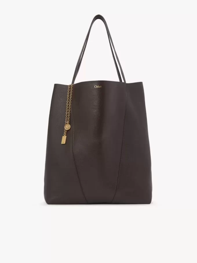 Bolso tote grande Chloé Spin de piel granulada