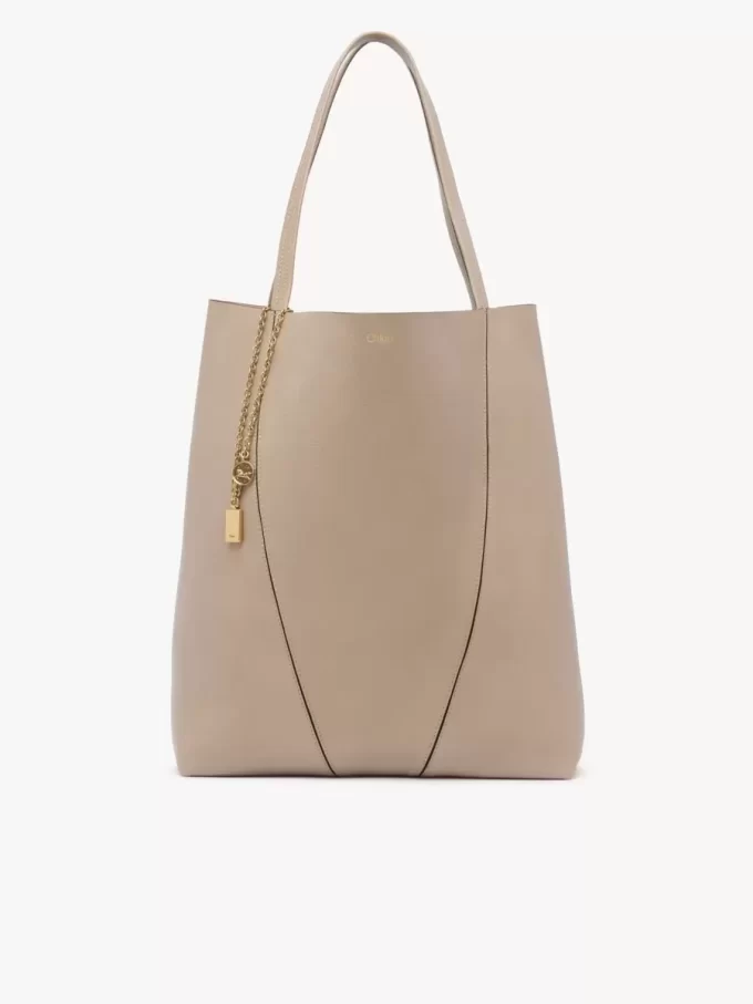 Bolso tote grande Chloé Spin de piel granulada