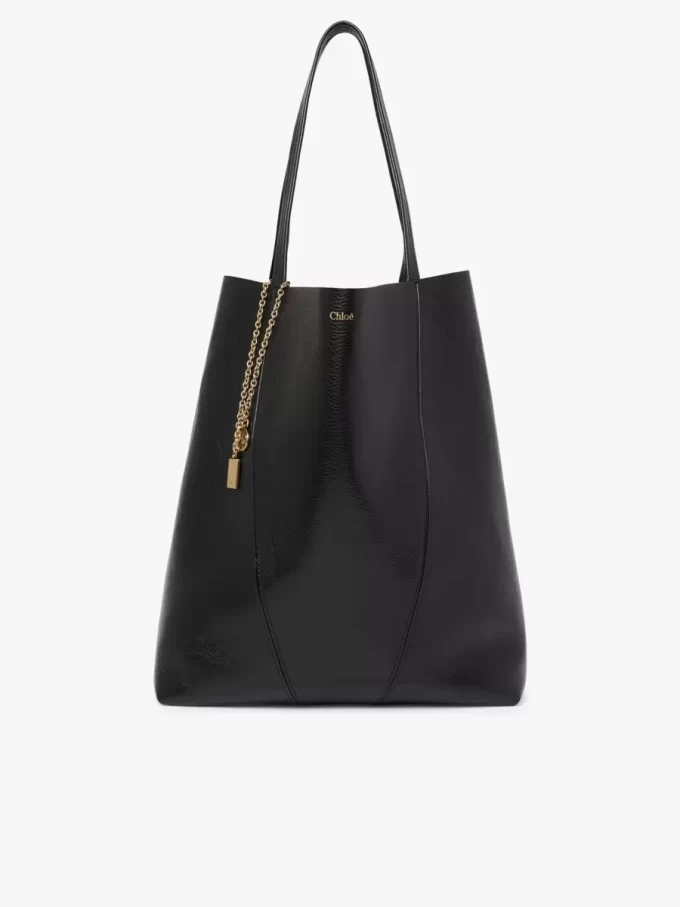 Bolso tote grande Chloé Spin de piel granulada Bolso tote grande Chloé Spin de piel granulada