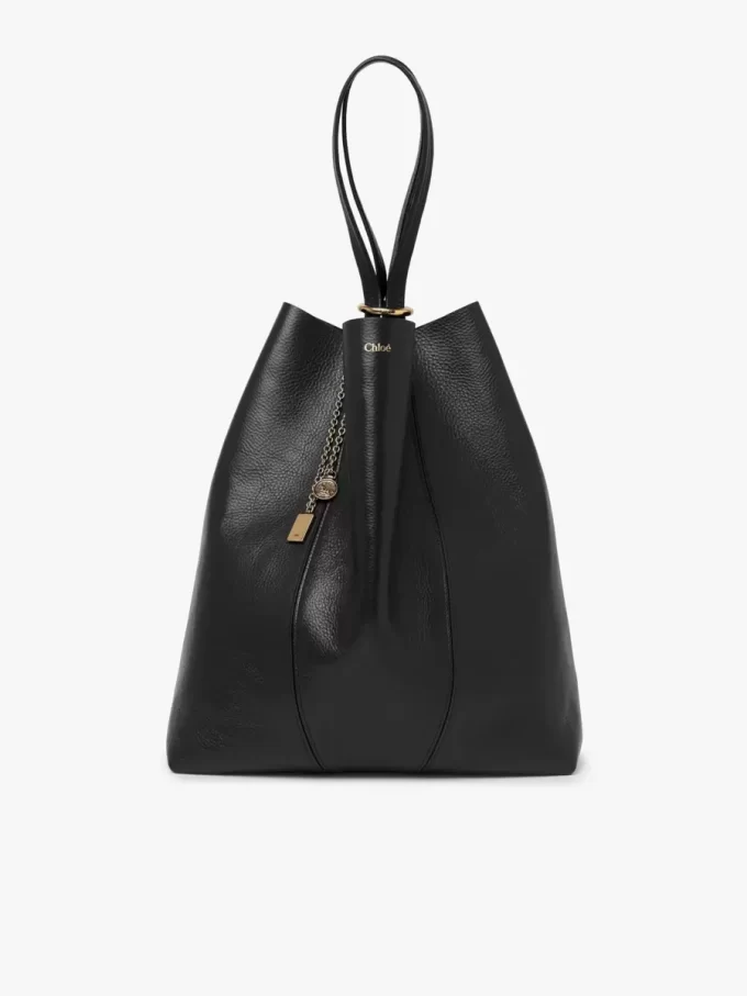 Bolso tote grande Chloé Spin de piel granulada Bolso tote grande Chloé Spin de piel granulada