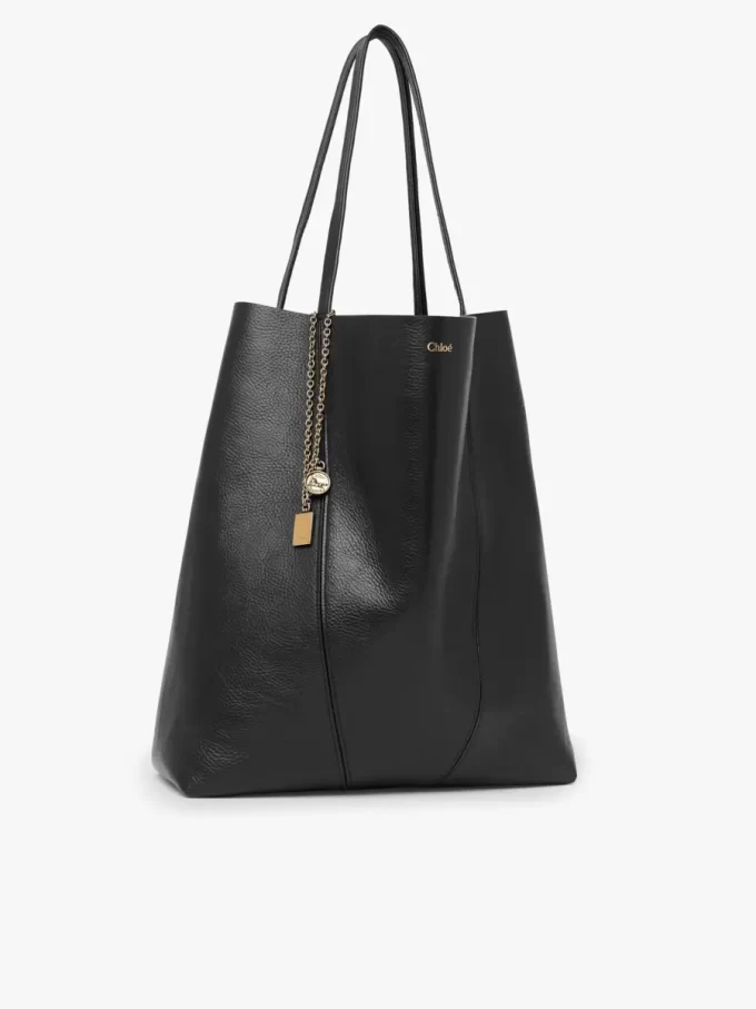 Bolso tote grande Chloé Spin de piel granulada Bolso tote grande Chloé Spin de piel granulada