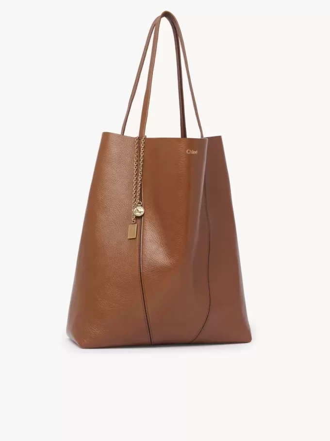 Bolso tote grande Chloé Spin de piel granulada