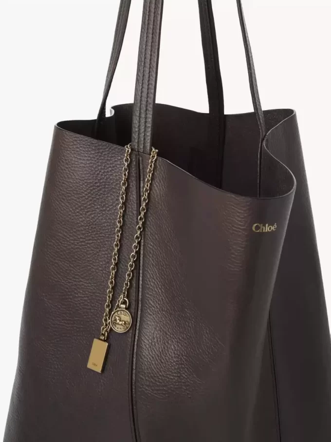 Bolso tote grande Chloé Spin de piel granulada
