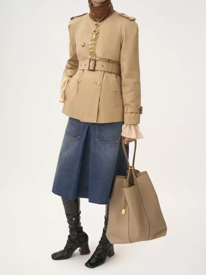 Bolso tote grande Chloé Spin de piel granulada